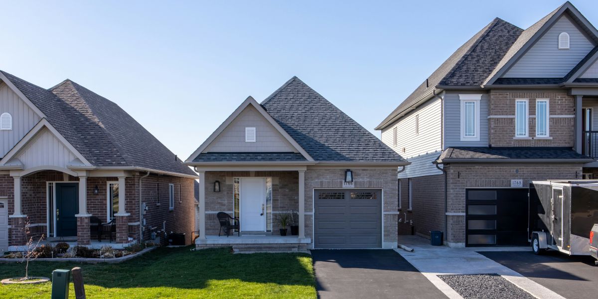 Modern homes with landscaped yards